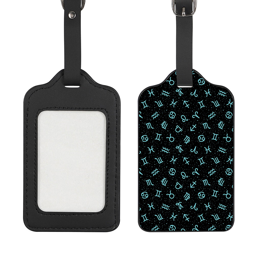 Blue Zodiac Symbols Pattern Print Luggage Tag