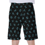 Blue Zodiac Symbols Pattern Print Men's Beach Shorts