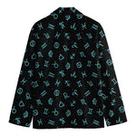 Blue Zodiac Symbols Pattern Print Men's Blazer