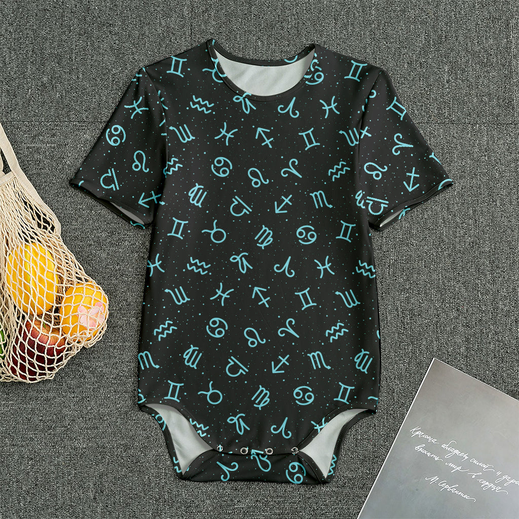 Blue Zodiac Symbols Pattern Print Men's Bodysuit