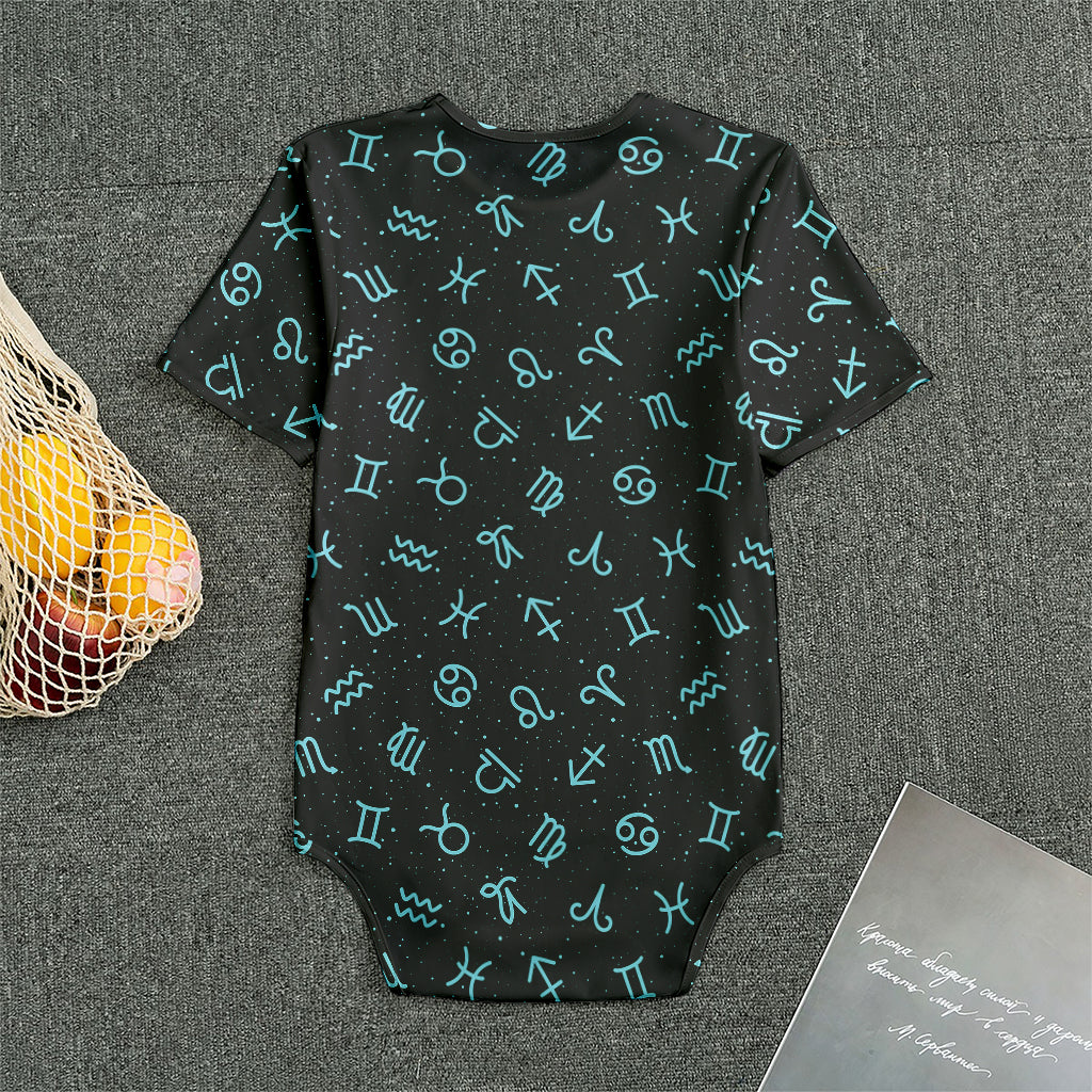 Blue Zodiac Symbols Pattern Print Men's Bodysuit