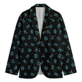 Blue Zodiac Symbols Pattern Print Men's Cotton Blazer