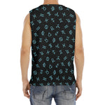 Blue Zodiac Symbols Pattern Print Men's Fitness Tank Top