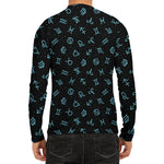 Blue Zodiac Symbols Pattern Print Men's Long Sleeve Rash Guard