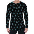 Blue Zodiac Symbols Pattern Print Men's Long Sleeve T-Shirt