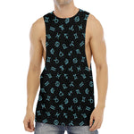 Blue Zodiac Symbols Pattern Print Men's Muscle Tank Top