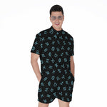Blue Zodiac Symbols Pattern Print Men's Rompers