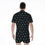 Blue Zodiac Symbols Pattern Print Men's Rompers