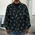 Blue Zodiac Symbols Pattern Print Men's Shirt Jacket