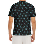 Blue Zodiac Symbols Pattern Print Men's Short Sleeve Rash Guard