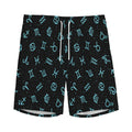 Blue Zodiac Symbols Pattern Print Men's Athletic Shorts