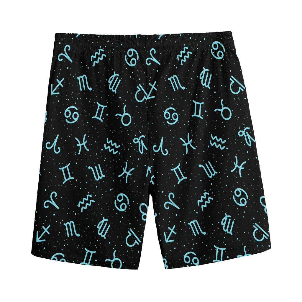 Blue Zodiac Symbols Pattern Print Men's Sports Shorts