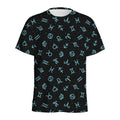 Blue Zodiac Symbols Pattern Print Men's Athletic T-Shirt