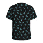 Blue Zodiac Symbols Pattern Print Men's Sports T-Shirt