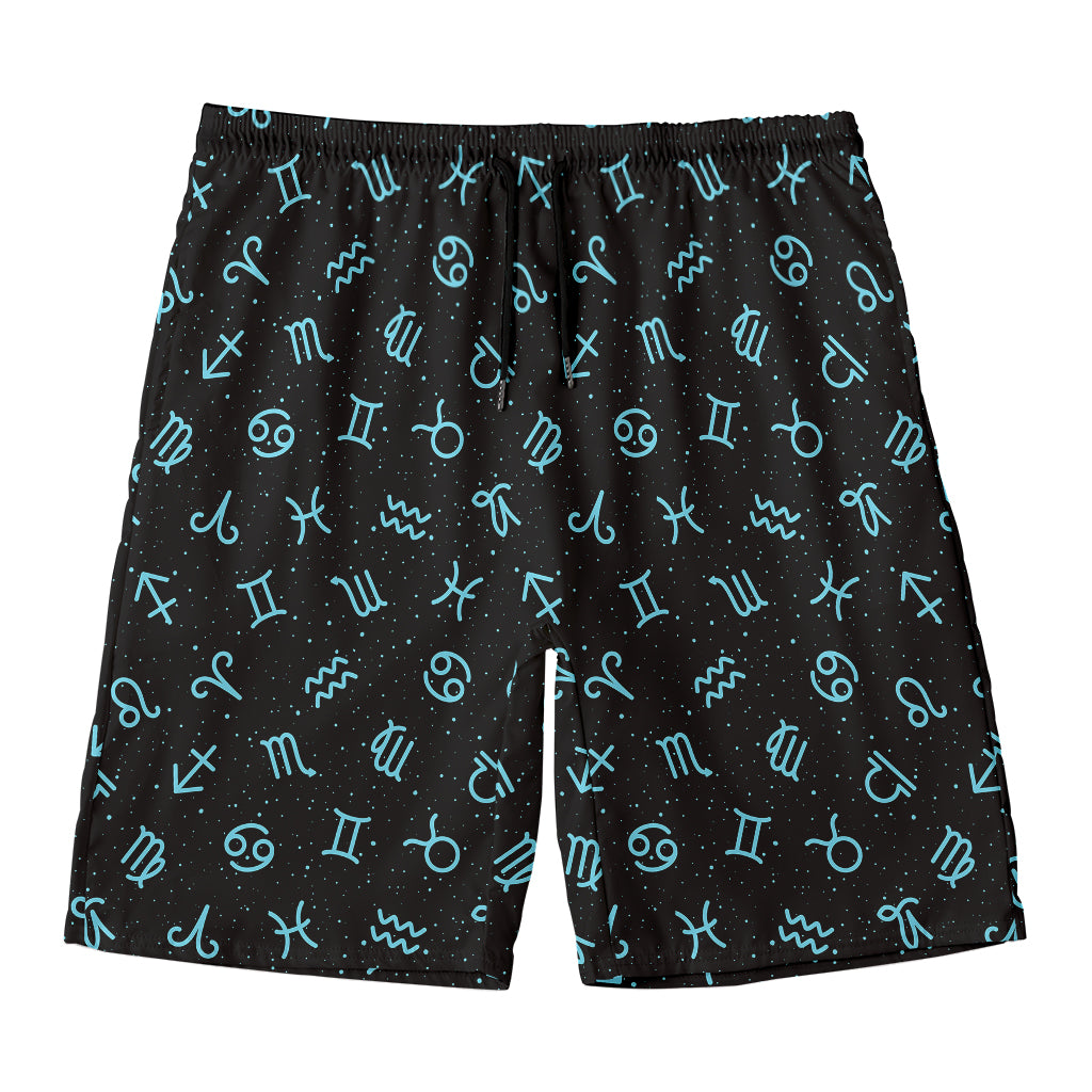 Blue Zodiac Symbols Pattern Print Men's Swim Trunks