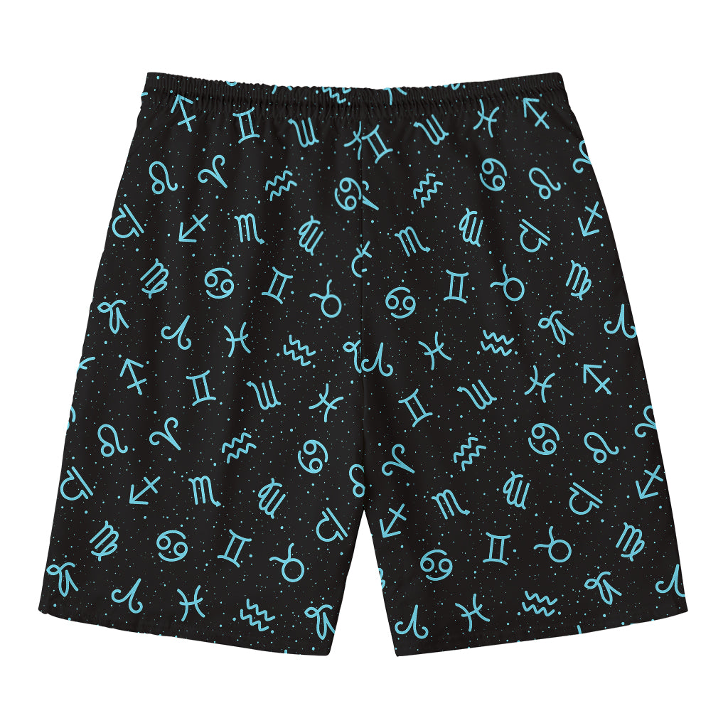 Blue Zodiac Symbols Pattern Print Men's Swim Trunks