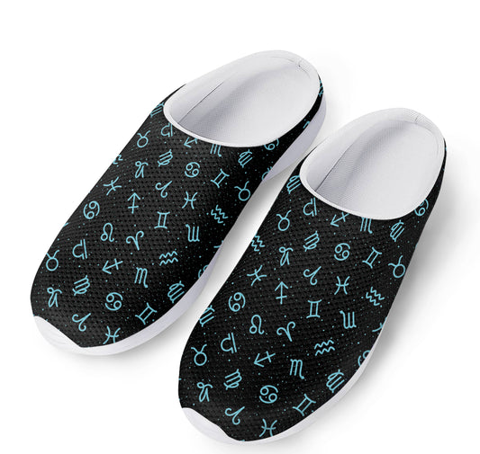 Blue Zodiac Symbols Pattern Print Mesh Casual Shoes