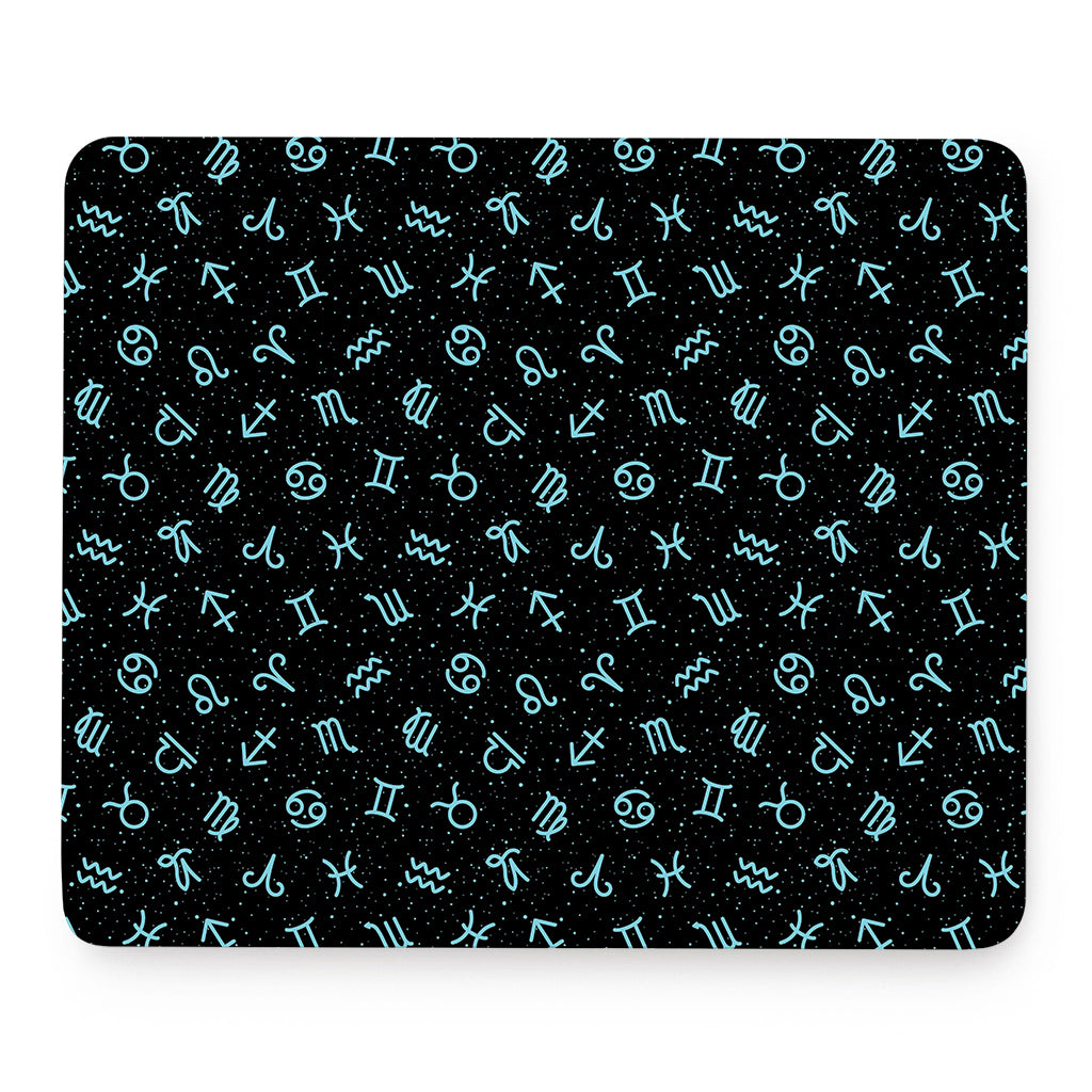 Blue Zodiac Symbols Pattern Print Mouse Pad