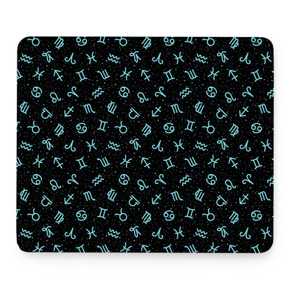 Blue Zodiac Symbols Pattern Print Mouse Pad