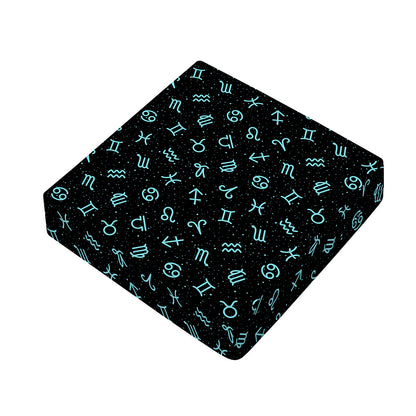 Blue Zodiac Symbols Pattern Print Outdoor Seat Cushion Cover