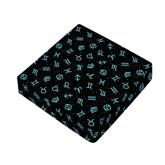 Blue Zodiac Symbols Pattern Print Outdoor Seat Cushion Cover