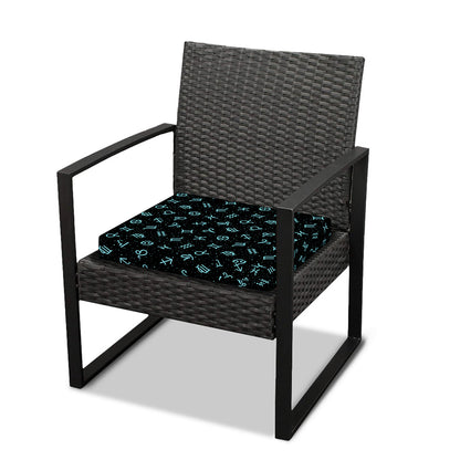 Blue Zodiac Symbols Pattern Print Outdoor Seat Cushion Cover