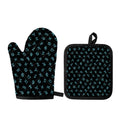 Blue Zodiac Symbols Pattern Print Oven Mitt And Pot Holder Set