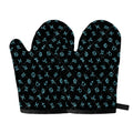 Blue Zodiac Symbols Pattern Print Oven Mitts