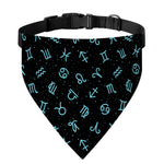 Blue Zodiac Symbols Pattern Print Over The Collar Dog Bandana