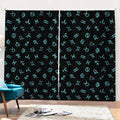 Blue Zodiac Symbols Pattern Print Pencil Pleat Curtains