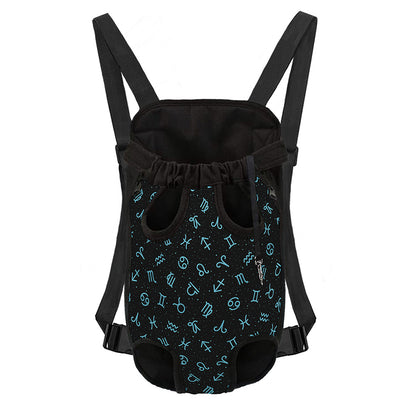 Blue Zodiac Symbols Pattern Print Pet Carrier Backpack