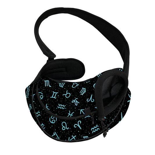 Blue Zodiac Symbols Pattern Print Pet Sling Carrier