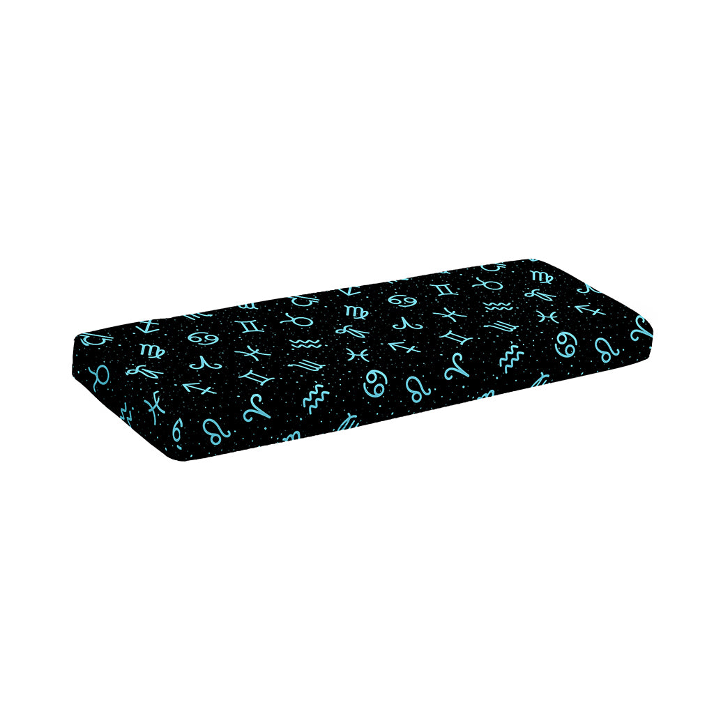 Blue Zodiac Symbols Pattern Print Piano Keyboard Cover