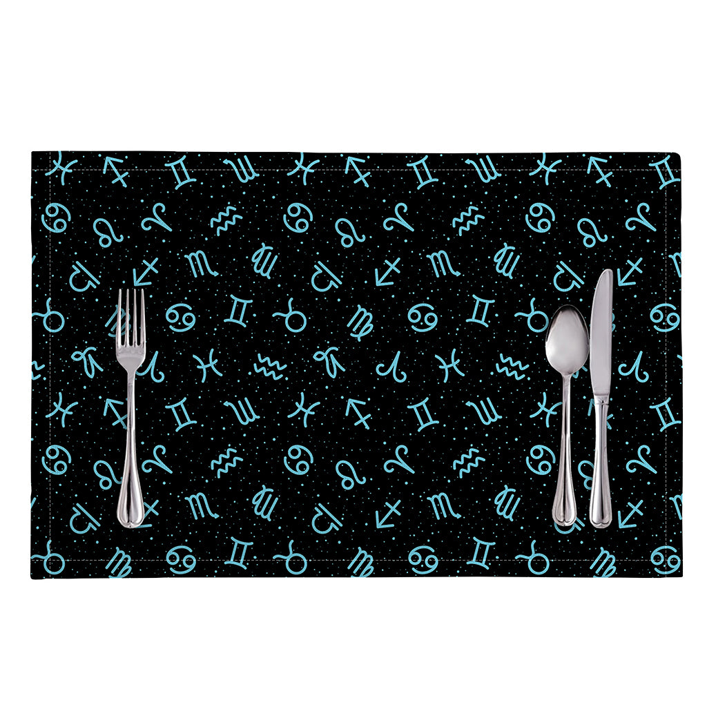 Blue Zodiac Symbols Pattern Print Placemat
