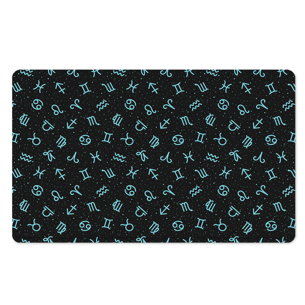 Blue Zodiac Symbols Pattern Print Polyester Doormat