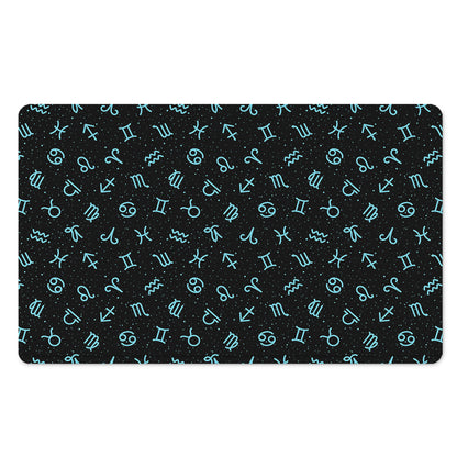 Blue Zodiac Symbols Pattern Print Polyester Doormat