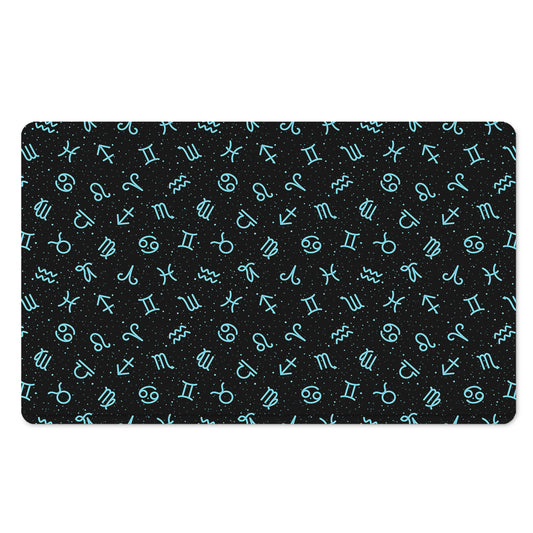 Blue Zodiac Symbols Pattern Print Polyester Doormat