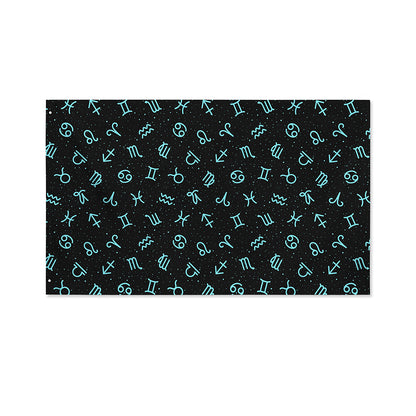 Blue Zodiac Symbols Pattern Print Polyester Flag