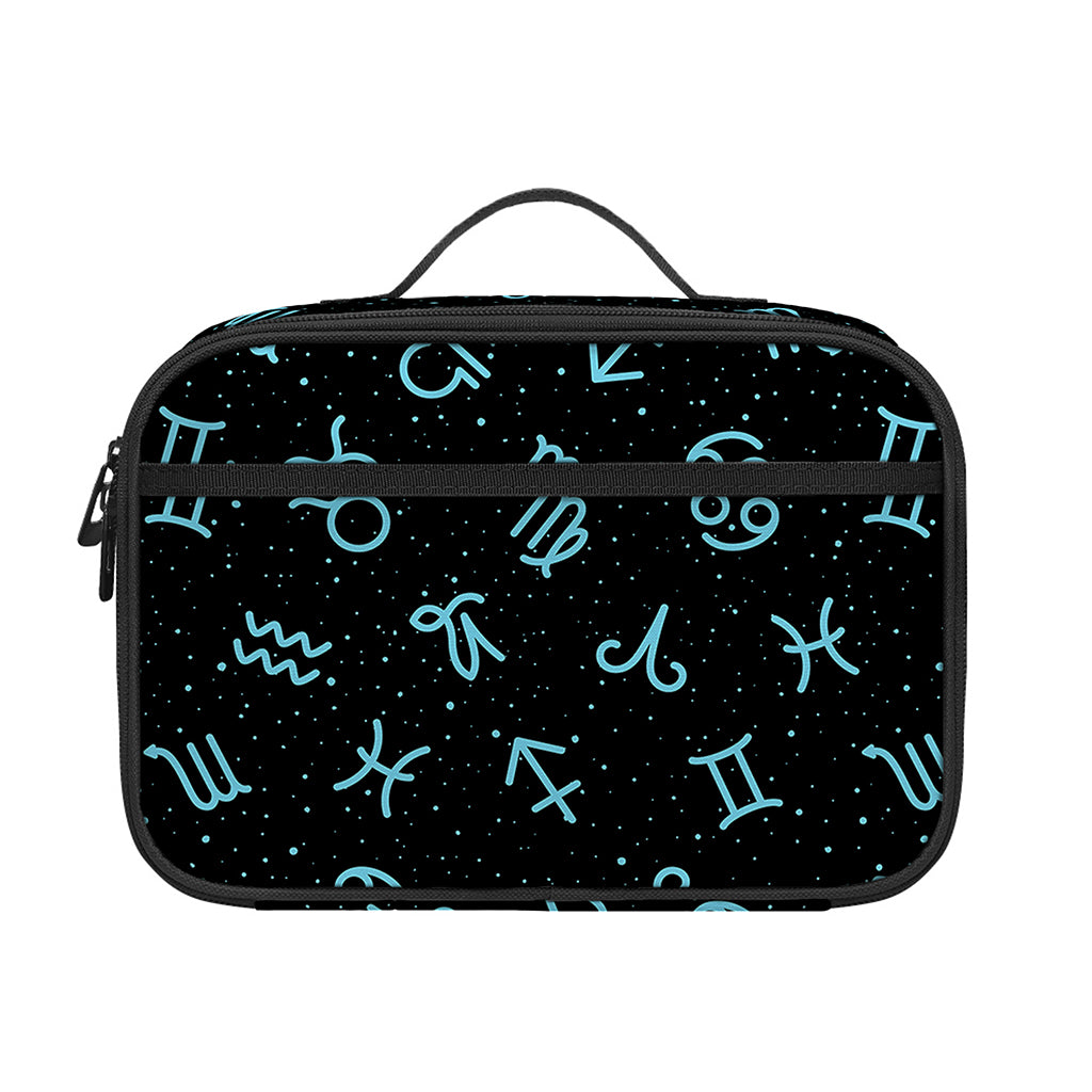 Blue Zodiac Symbols Pattern Print Portable Lunch Bag
