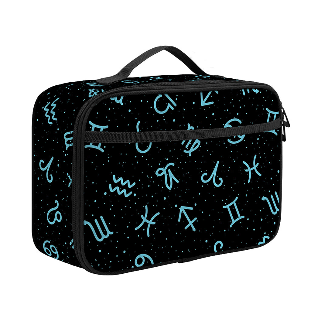 Blue Zodiac Symbols Pattern Print Portable Lunch Bag