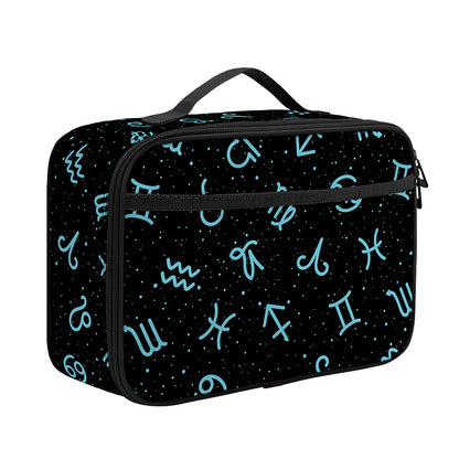 Blue Zodiac Symbols Pattern Print Portable Lunch Bag