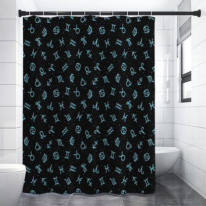 Blue Zodiac Symbols Pattern Print Premium Shower Curtain