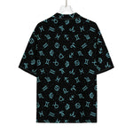 Blue Zodiac Symbols Pattern Print Rayon Hawaiian Shirt