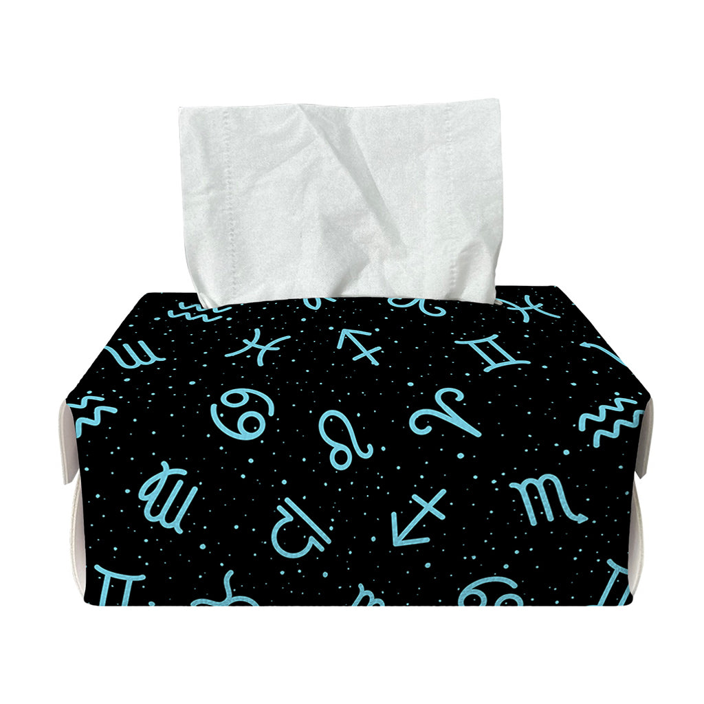 Blue Zodiac Symbols Pattern Print Rectangle Tissue Box Cover