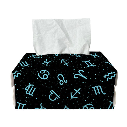 Blue Zodiac Symbols Pattern Print Rectangle Tissue Box Cover