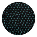 Blue Zodiac Symbols Pattern Print Round Blanket