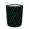 Blue Zodiac Symbols Pattern Print Round Laundry Basket