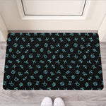 Blue Zodiac Symbols Pattern Print Rubber Doormat