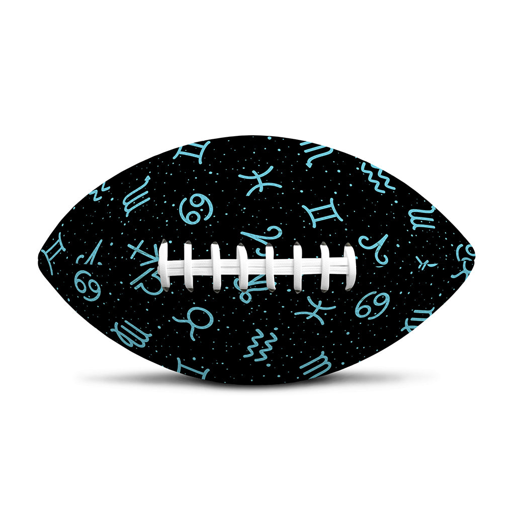 Blue Zodiac Symbols Pattern Print Rugby Ball