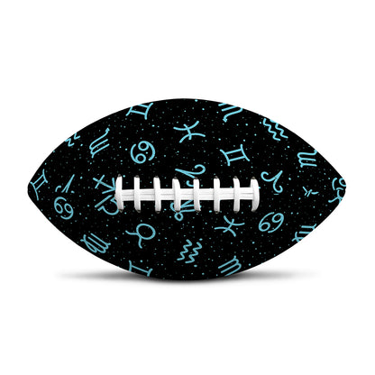 Blue Zodiac Symbols Pattern Print Rugby Ball